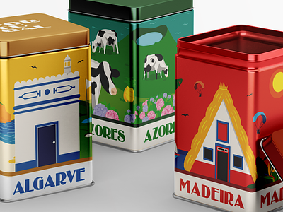 Portugal tin collection algarve azores can collection design gráfico digital illustration embalagem graphic design illustration ilustração lisbon madeira oporto packaging portugal portuguese tin