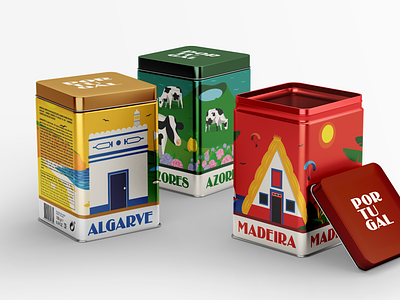 Portugal tin collection algarve azores can collection design gráfico digital illustration embalagem graphic design illustration ilustração lisbon madeira oporto packaging portugal portuguese tin