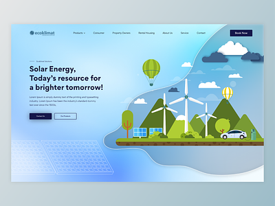 Ecoklimat Solar Energy Landing Page animation app designing branding creation dashboard design graphic design illustration landingpage logo nft productdesign professional designing ui ux web designing website
