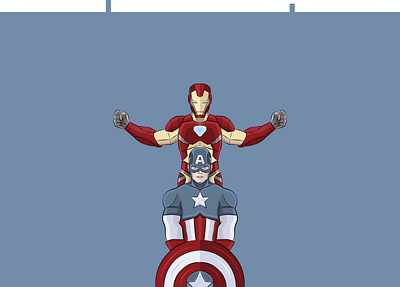 Captain America and Iron Man branding character chibi comic design hero illustration logo marvel pop culture vector