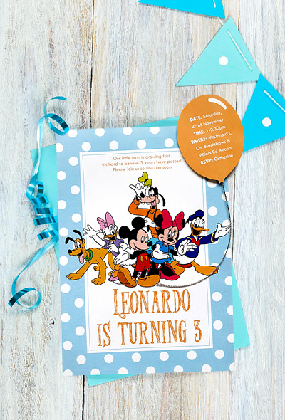 Birthday Invitation Design birthday inviation clubhouse designer graphic design graphic designer handmade handmade design handmade invitations invitation design invitations mickey mouse third birthday