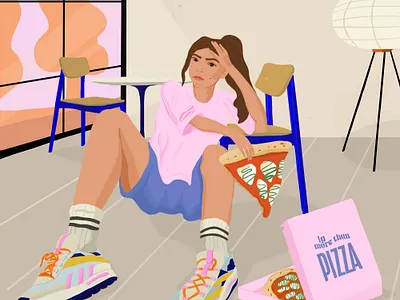 Love you more than Pizza 2d adobe photoshop apparel art art direction artist characterdesign colorful digital art digital illustration doodle draw drawing flat food girl graphic design illustration painting photoshop