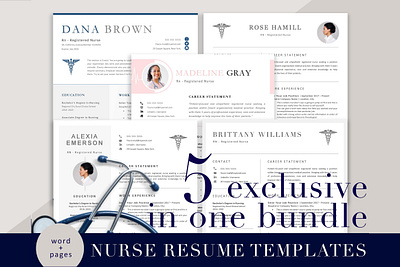 Nurse Resume Template Bundle intern nurse student