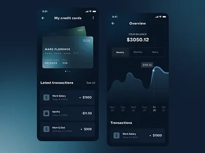 Finance Mobile App app application balance bank banking card credit card design finance fintech gradient ios mobile money money management pay technology transaction ui wallet
