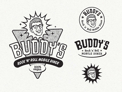 Buddy's - Mobile Diner branding fast food graphic design logo nachos pattern restaurant retro vegan food vegan restaurant vintage vintage logo