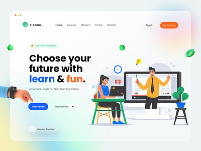 E-Learn Education Website Design dashboard designer dribbble best shot e learn e learning education app education website educational flatform landingpage madhu mia popular shot product designer ui uiux website design