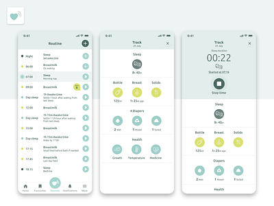 Parent Sense Sleep Tracking app app design baby app parent sense sleep tracking tracking ui ux