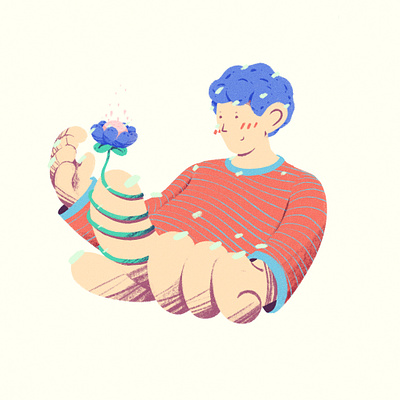 Ahead boy character character design chill flower good vibes grit happy illustration pencil texture ui ui ux ux vintage