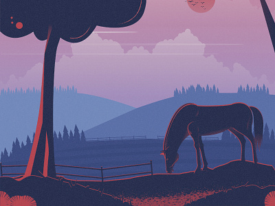 Horse 2d animal dribbble dribbble best shot flat horse landscape landscape illustration nature nature illustration tree vector