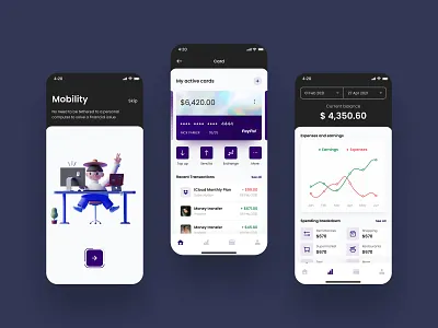 Banking App - Fintech Case Study app banking case study credit card design finance fintech illustration ios mobile money payment transfer ui ux wallet
