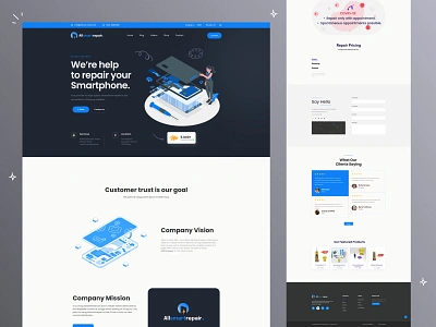 🪛📱Allsmartrepair website! branding development figma graphic design html landingpage logo design phone fix repair resposive ui smartphone repair ui ui design ux vector web development web ui webpage website website design
