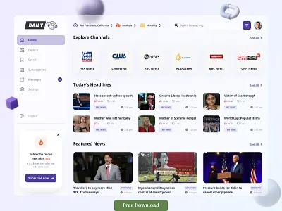 News Web App Dashboard-Free UI Resources bright color daily news in dubai dribbble best shot glassmorphism global ios minimal news app news website newsfeed web app webapp design
