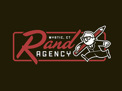 Rand Logo agency branding brush script character character design glasses logo mascot paul rand pencil rand running suit tie
