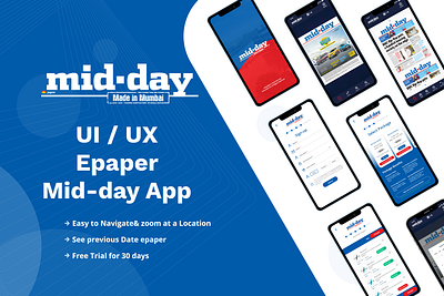 Midday English epaper App UI adobe xd app design business latest news news news app newsfeed newspaper product design ui ux