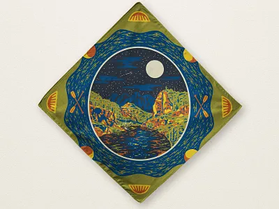 REI x Bandits Bandanas arizona bandana cactus camping canoe desert desert lake fishing illustration lake midnight outdoors rei saguaro saguaro lake tent