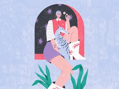 Girl with Greyhound characterdesign daisy design digital illustration dog illustration graphic design graphicdesign greyhound illustration matisse plant illustration plants tattoo texture