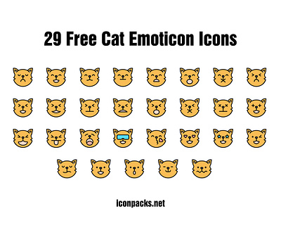 29 Free Cat Emoticon Icons animals cats free resources freebies icon pack icon set icons pets petshop png icons svg icons