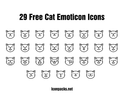 29 Free Cat Emoticon Icons animals cats free icons free resources freebies icon pack icon set icons pets petshop png icons svg icons