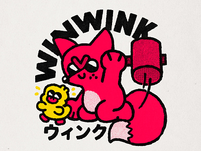 WinWink art cartoon cute design doodle duck fox fun illustration japanese kawaii lettering logo print design t-shirt tshirt design typography ui