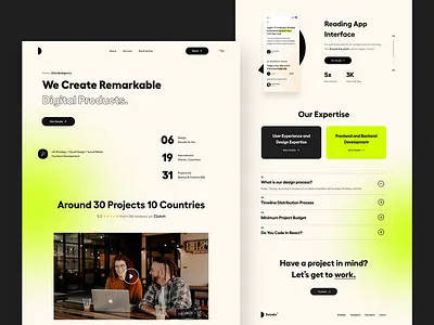 Landing UI agency agency website app ui blur concept landing page light theme product design trendy design typography ui ui ux user experience user interface ux web ui web uiux website website concept website design