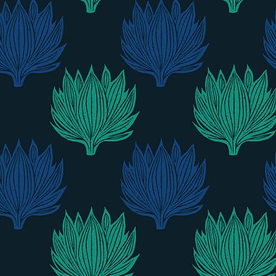 Lotus patterndesign blue botanical illustration decoration flora floral design giftwrap greens illustration linocut linocut style nature pattern patterndesign surfacepatterndesign wallpaper