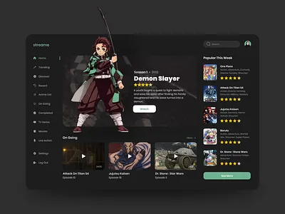 Anime Streaming Website anime design web