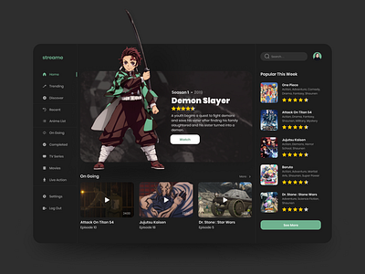 Anime Streaming Website anime design web