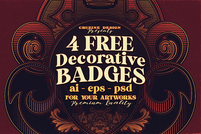 4 Decorative - Free Frames or Badges badge decorative frame deeezy free free graphics free shapes free vector freebie logo ornamental frame photoshop retro retro frame retro logo shapes vector victorian vintage vintage frame vintage graphics