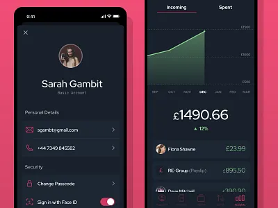 FinTech iOS App app design fintech graph insights wallet