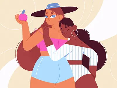 Girls in swimsuits 2d apple character character design character illustration girls illustration people procreate summer swimsuit vector women