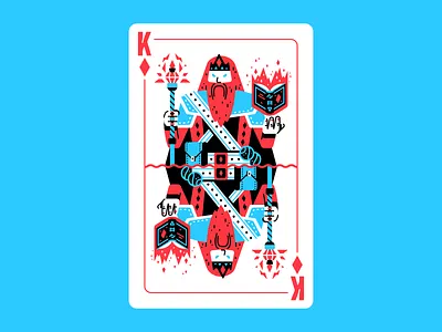 King of order arch mage beard card card design character crystals deck of cards diamonds energy illustration king king of diamonds mage magic rpg satchel spellbook staff thierry fousse wizard
