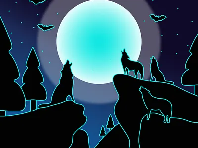 wolves and moon beast light of the moon male and female print neon print night forest spack of wolves wolf wolf and moon wolves on rocks
