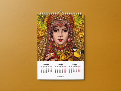 Autumn Illustration autumn autumn leaves bird birds calendar character design digitalart drawing girl girl character girl portrait illustration procreate procreateapp season