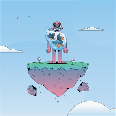 Two Birds abstract badge branding character flat gradient illustration illustrator minimal simple