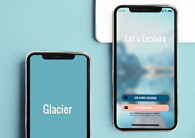 Glacier (fictional app) Redesign 100daychallenge adobe xd dailyui dailyuichallenge design challenge mobile app design mobile ui overlays popup design redesign ui design uidesign ux ui uxdesign