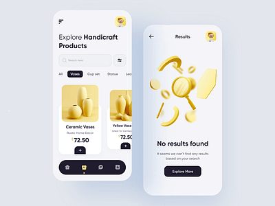 Online Shop - Handicraft Products app app design handicrafts mobile online online shop online shopping online store product products store ui design ui ux vases