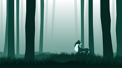 Fox in the woods - Renard en forêt app art design flat graphic design illustration illustrator vector web website