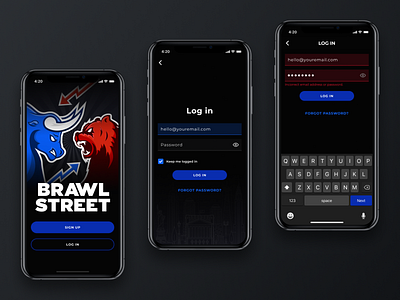 Logo Design & Log in screens brawl design login screen logo logodesign mobile ui mobileapp mobiledesign stock market