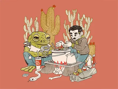 Desert City No. 2 art cactus camp camping character design desert design frog illustration photoshop