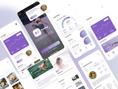 Fitness App app body clean diet elements exercise ios iphone meal nutrition plan running ui ux video workout
