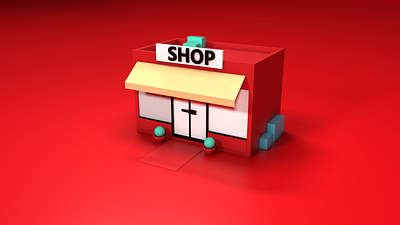 Store modeling.. 3d modeling 3d shop 3d store animation c4d cinema 4d design illustration mograph motion graphics poligon poly modeling red rendering store modeling