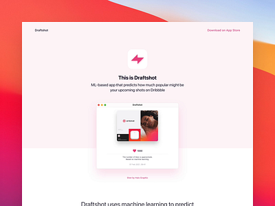 Draftshot's Landing Page app design design tools draftshot dribbble landing mac web design