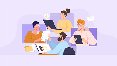 Remote work animation character characters design dribbble illustration illustrator remote work team