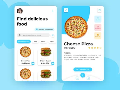 Foodie App android app food illustration mobile restaurant ui