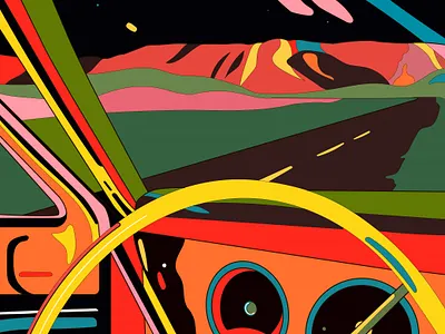 Night illustration adobe adobe illustrator branding car illustration illustrator night road roadtrip vector