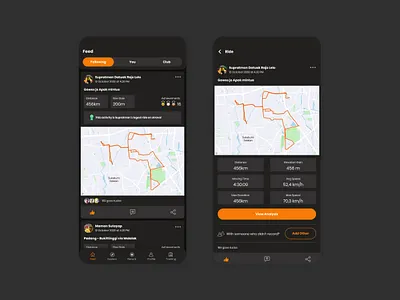 Strava App Dark Mode darkmode mobile app tracking app ui design uiux