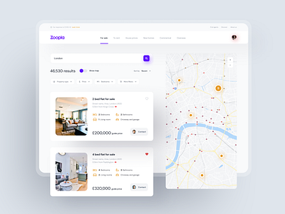 Zoopla Redesign - Property / Real estate search clean design estate agent filter interior landing page minimal property property management property search real estate real estate search rental rental property search ui web web design website website design