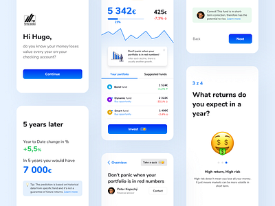 Investment mobile app for Tatrabanka (Hackathon) app concept design finance front end development hackathon invest investing investment onboarding ui ui design ux ux design ux strategy