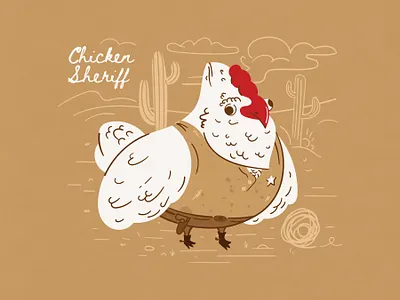 Chicken Sheriff checken desert illustration sheriff vector western