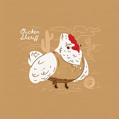 Chicken Sheriff checken desert illustration sheriff vector western